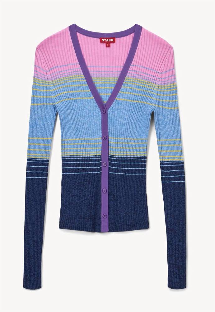 STAUD Pink and Blue Gradient Cardigan